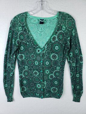 SKFK Skunkfunk Cardigan Abstract Print Art-to-Wear Fitted Style Size S/M